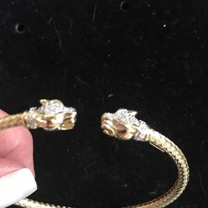 Lite Italian Gold Cuff Bracelet w/CZ’S on  🐆 Head